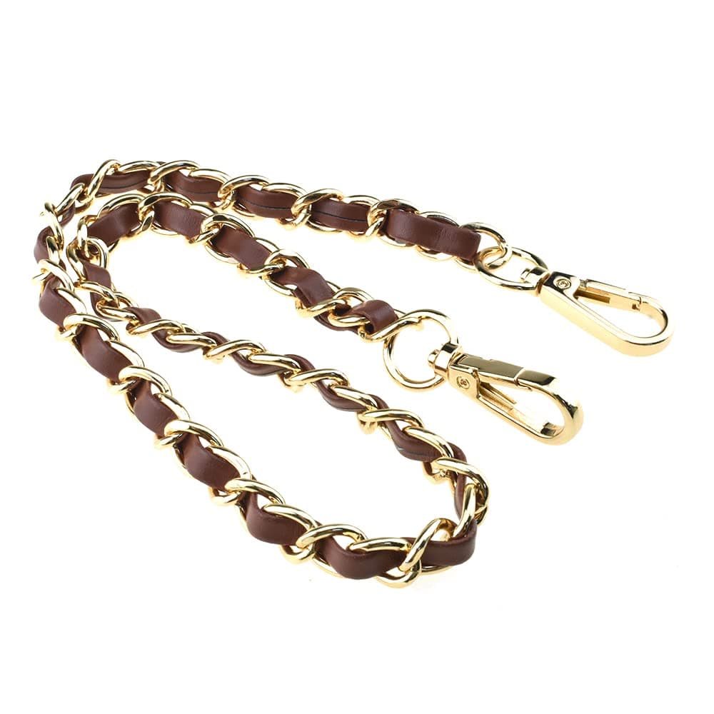 HAHIYO Metal Plus Synthetic Leather Purse Chain Strap Length 39.4 Inch Silver Black for Shoulder Cross Body Sling Purse Handbag Clutch Replacement Comfortable 0.71 Inch Wide 3.5mm Extra Thick 1 Pack