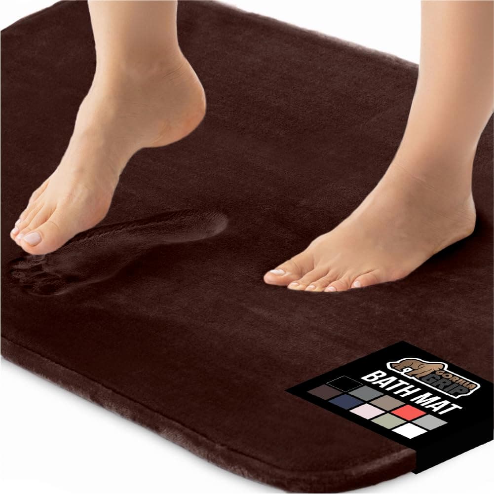 GORILLA GRIP Memory Foam Bath Rugs, Soft Absorbent Velvet Bathroom Mats, Durable Dots on Underside, Machine Washable Bathmat, Carpet Rug Room Decor for Shower Floor, 36x24 Mat, Turquoise
