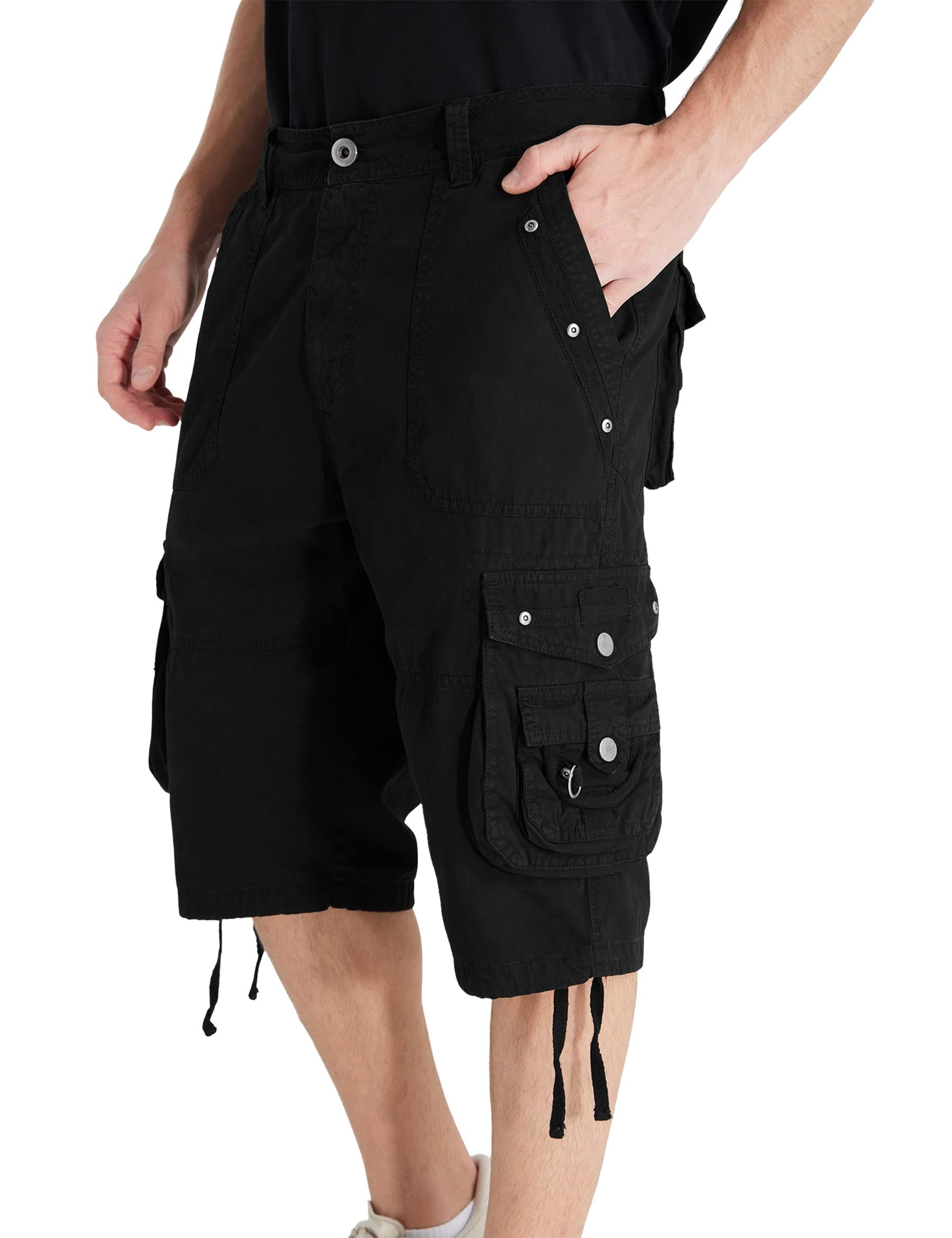 VOPOKER Mens Cargo Shorts Cotton Ripstop Straight Leg Below Knee Twill Casual Summer Long Shorts