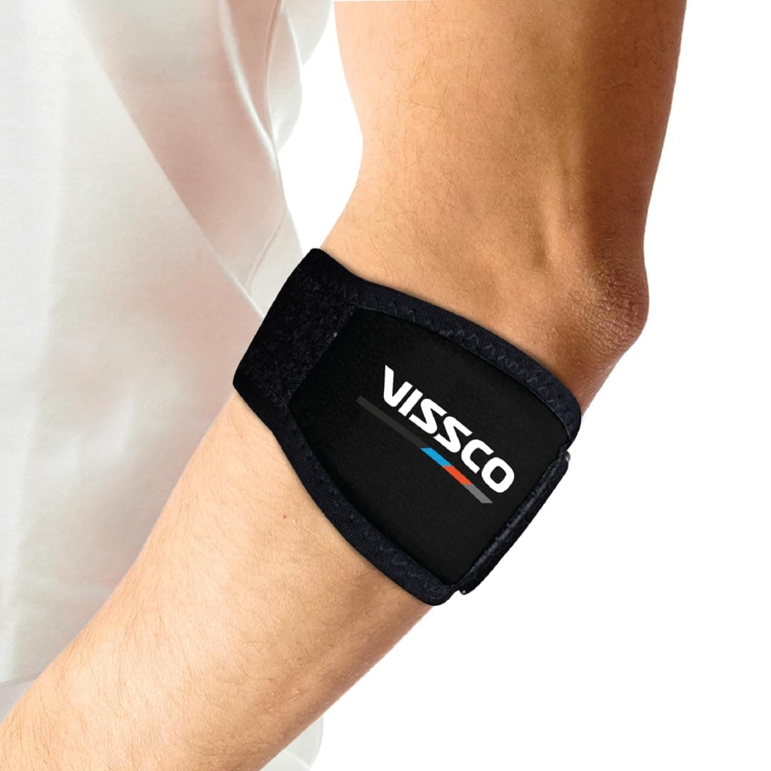 Vissco Tennis Elbow Support (Mild Support), Provides an Ideal Compression to the Strained Muscles of the Elbow (Black)