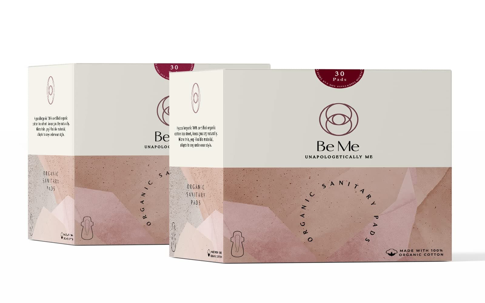 Be Me - Sanitary Pads for Women - Double Wing - For Heavy Flow & Overnight Pad - With Brown Disposal Pouches, Rash Free, Biodegradable, Anti Bacterial Napkin (Extra Large - Pack of 60 Pads)