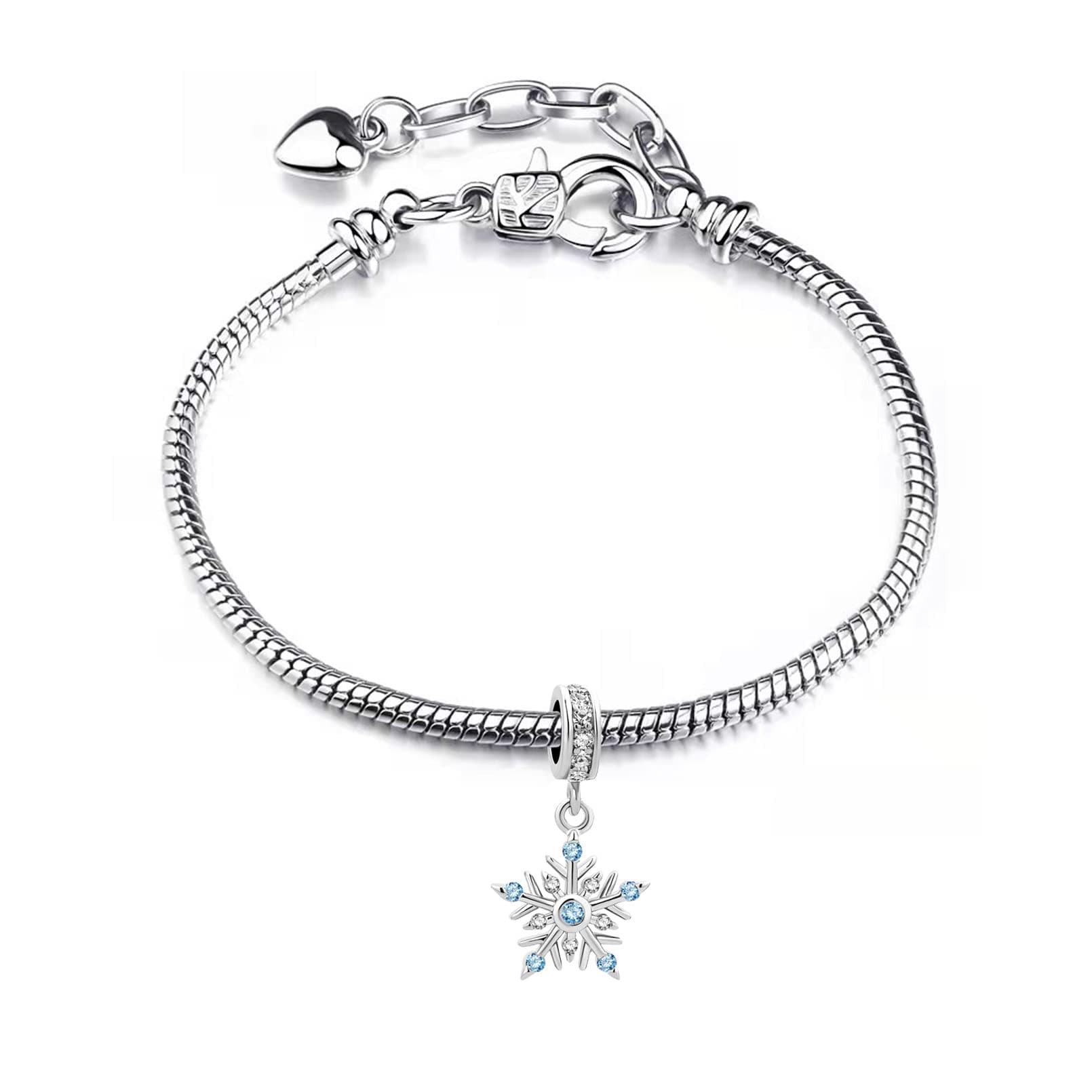 NARTGO Dangle Winter Frozen Snowflake Charm Compatible with Pandora Charms Bracelets