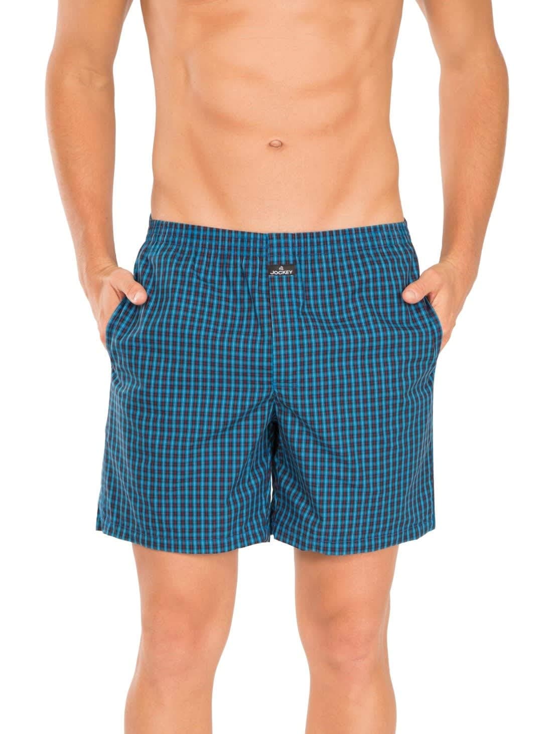 Jockey Men's Cotton Boxers (Pack of 2)(1223-0205-C2324_Check C2324_Small)(Color May Vary)