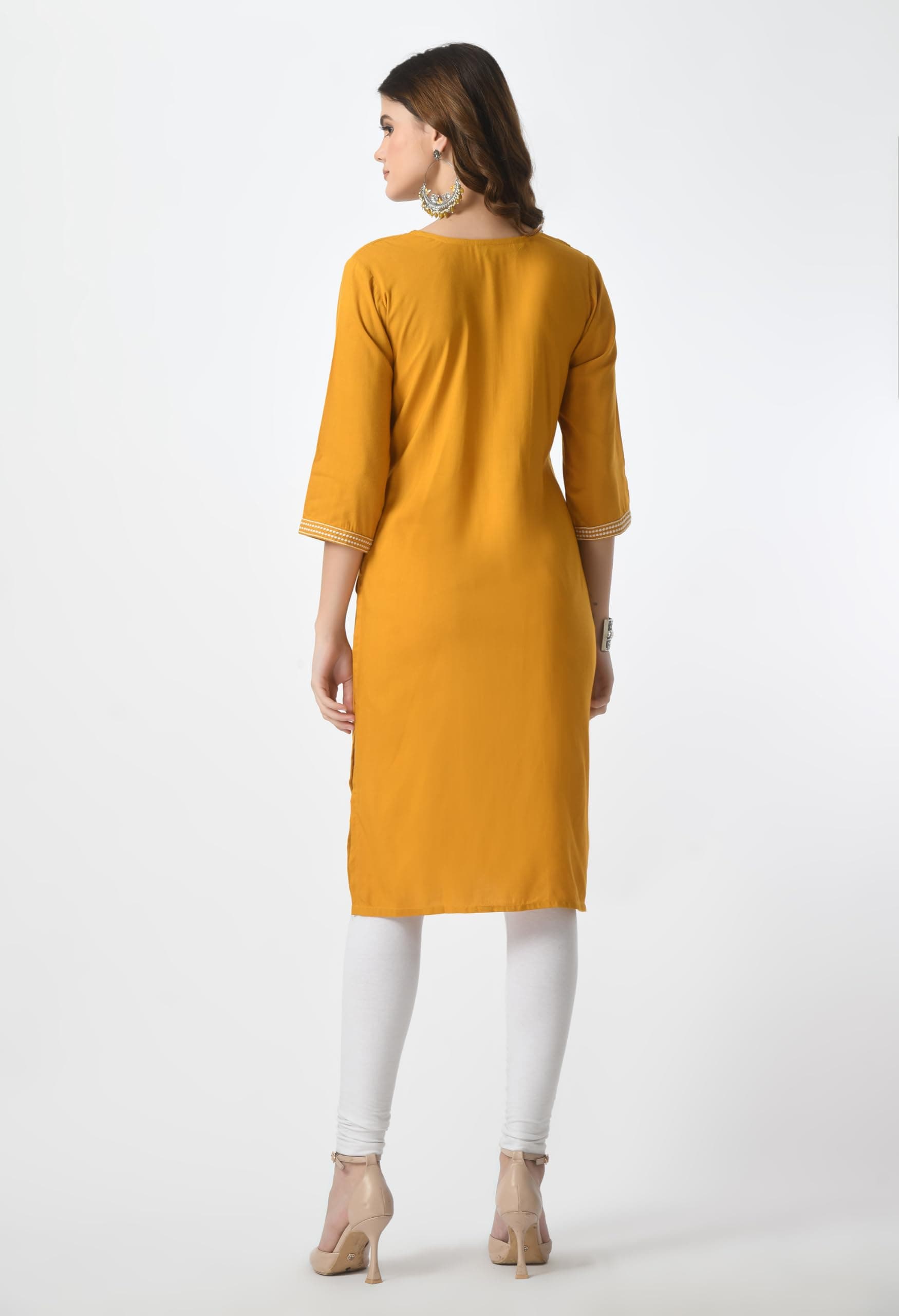 LIBOZA Kurta for Women – Lakhnowi Chikankari Embroidered Ladies Kurti, Stylish Girls Top, Ethnic Full Kurtas, Straight Design Kurtis for Woman