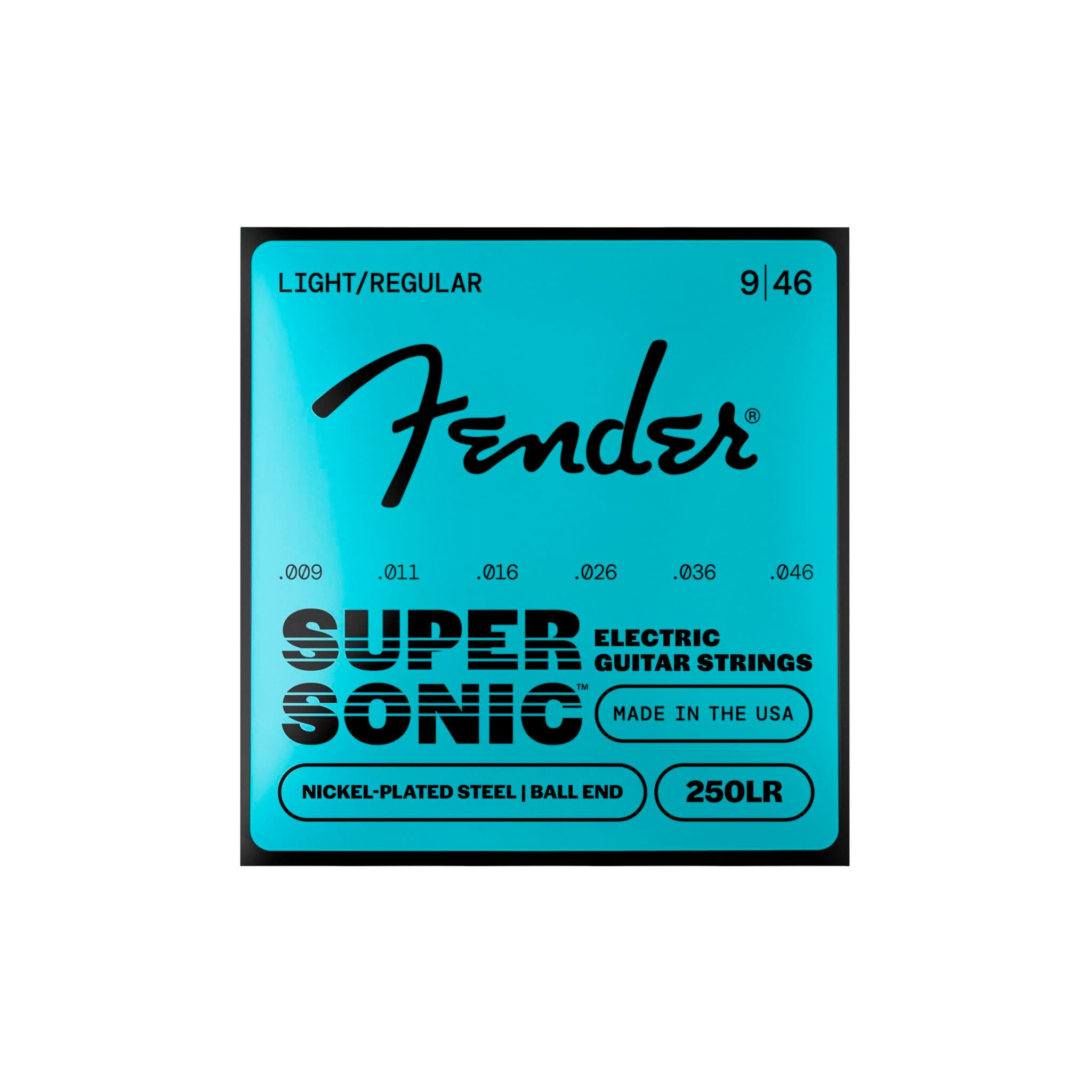 Fender Super 250 Nickel-Plated Steel Electric Guitar Strings, Light Regular Gauge .009-.046, Model 250LR, Model 0730250404