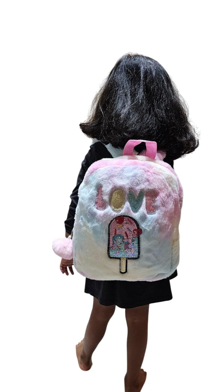 SwooK Furry Small MiNi Backpack back bag for Toddler Girl Unicorn Backpack Plush Preschool Shoulder Bag Travel Bag Gift for Kid 2-5 Years Old Cute Mini Lightweight Baby Backpack