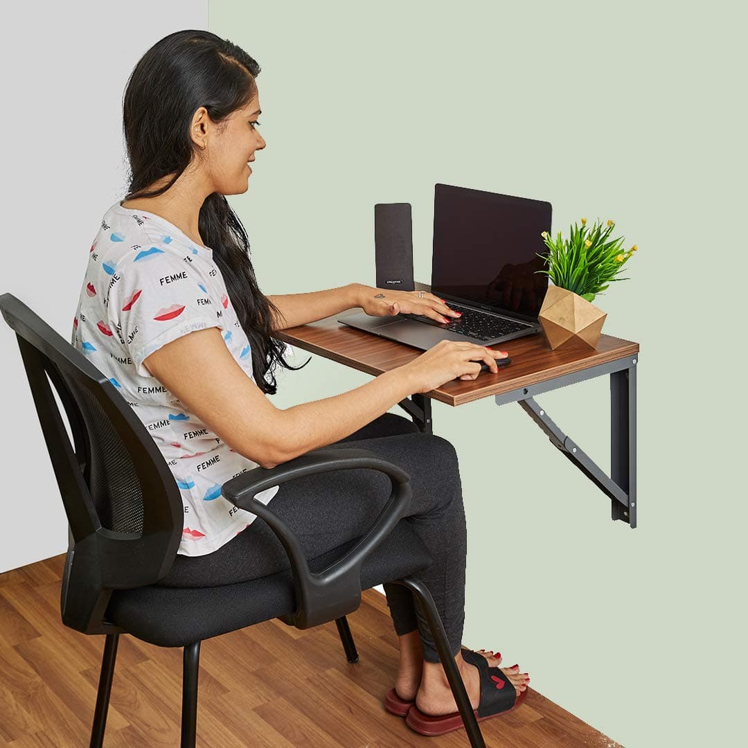 BAYBEE Multi-Purpose Folding Wall-Mounted Study Table, Desk for Home | Floating Desk for Space Saving, Dining, Working, Reading & Writing | Foldable Laptop Table for Home, Made in India
