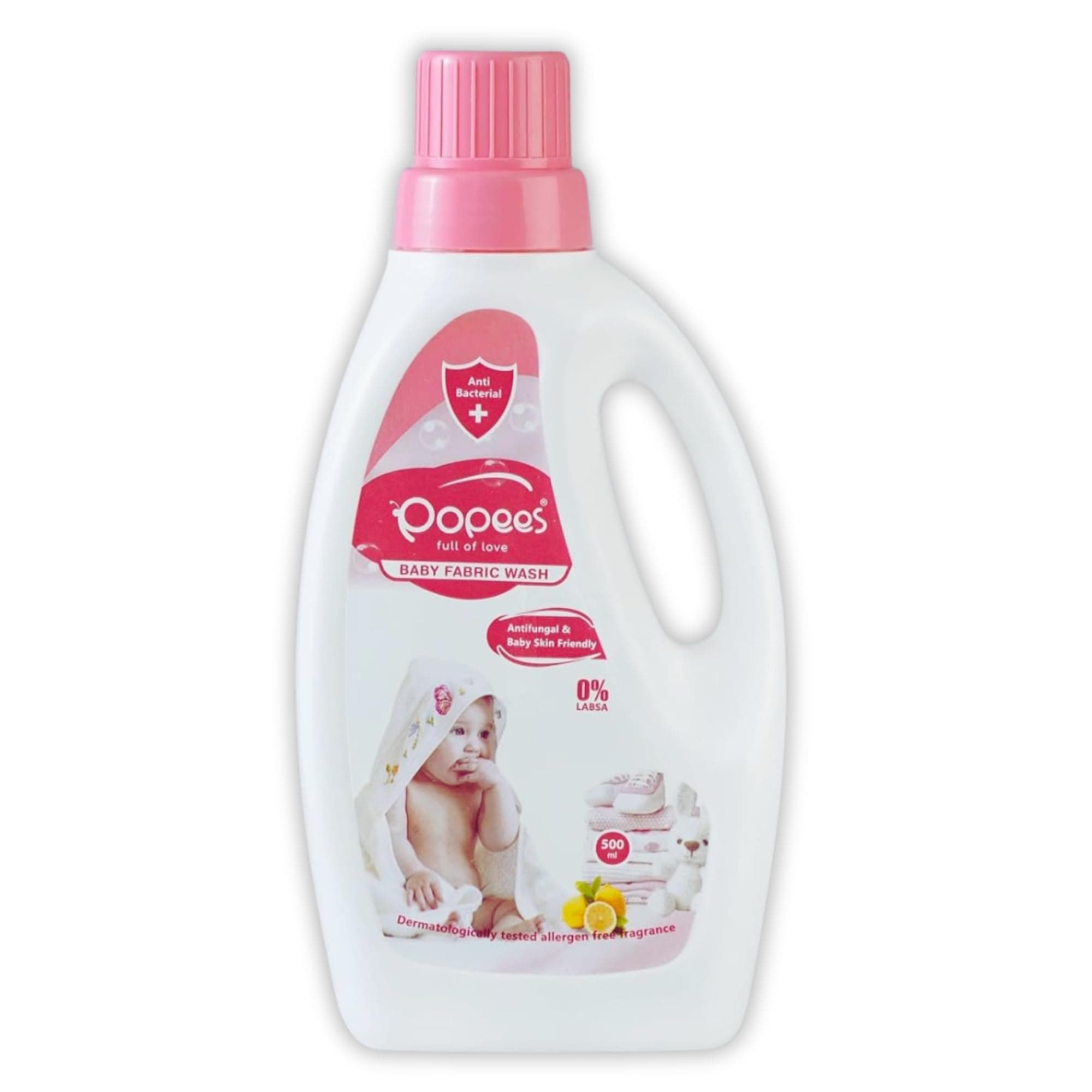Popees Baby Fabric Wash | 500 ml | Baby Laundry Detergent | Dermatologically Tested and Safe for Baby’s Skin and Mommies Hands | Anti-Bacterial | Anti-Fungal | Free from Harsh Chemicals