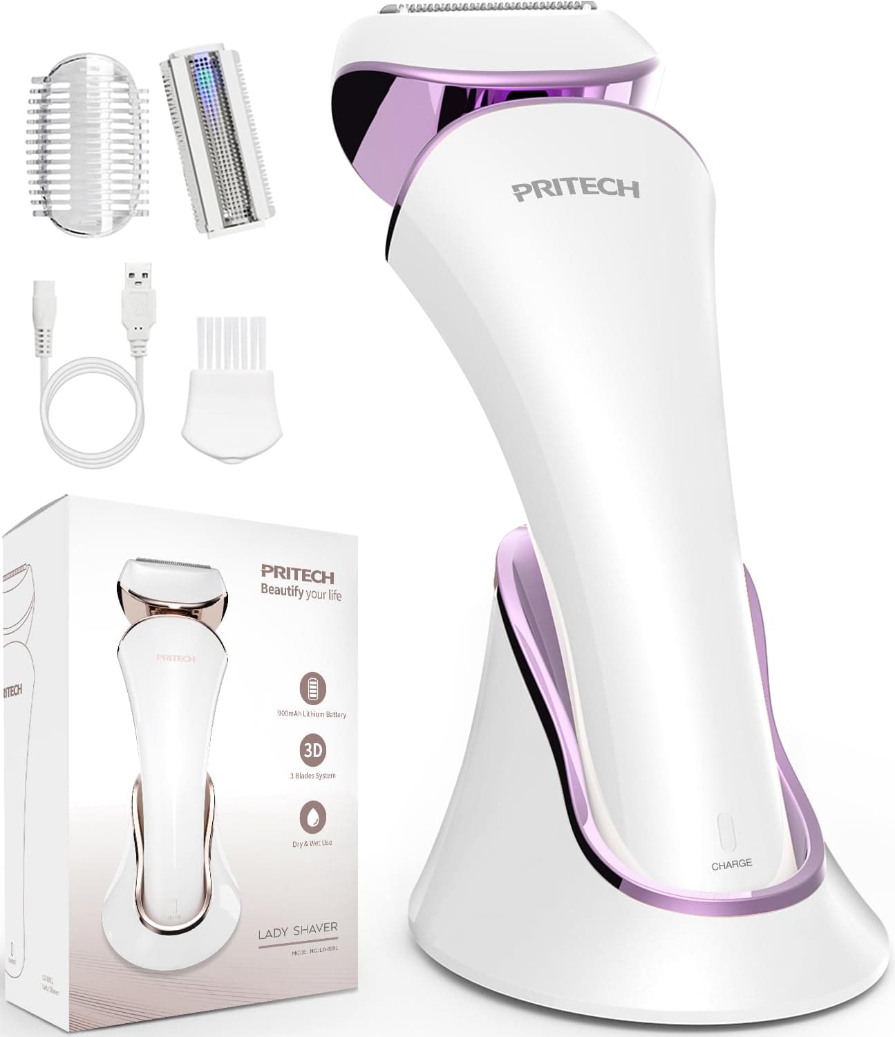 Electric Shaver for Women,Ladies Shaver,Lady Razor for Legs,Arm,Underarm,Bikini,USB Rechargeable Razor Wet&Dry Cordless for Woman