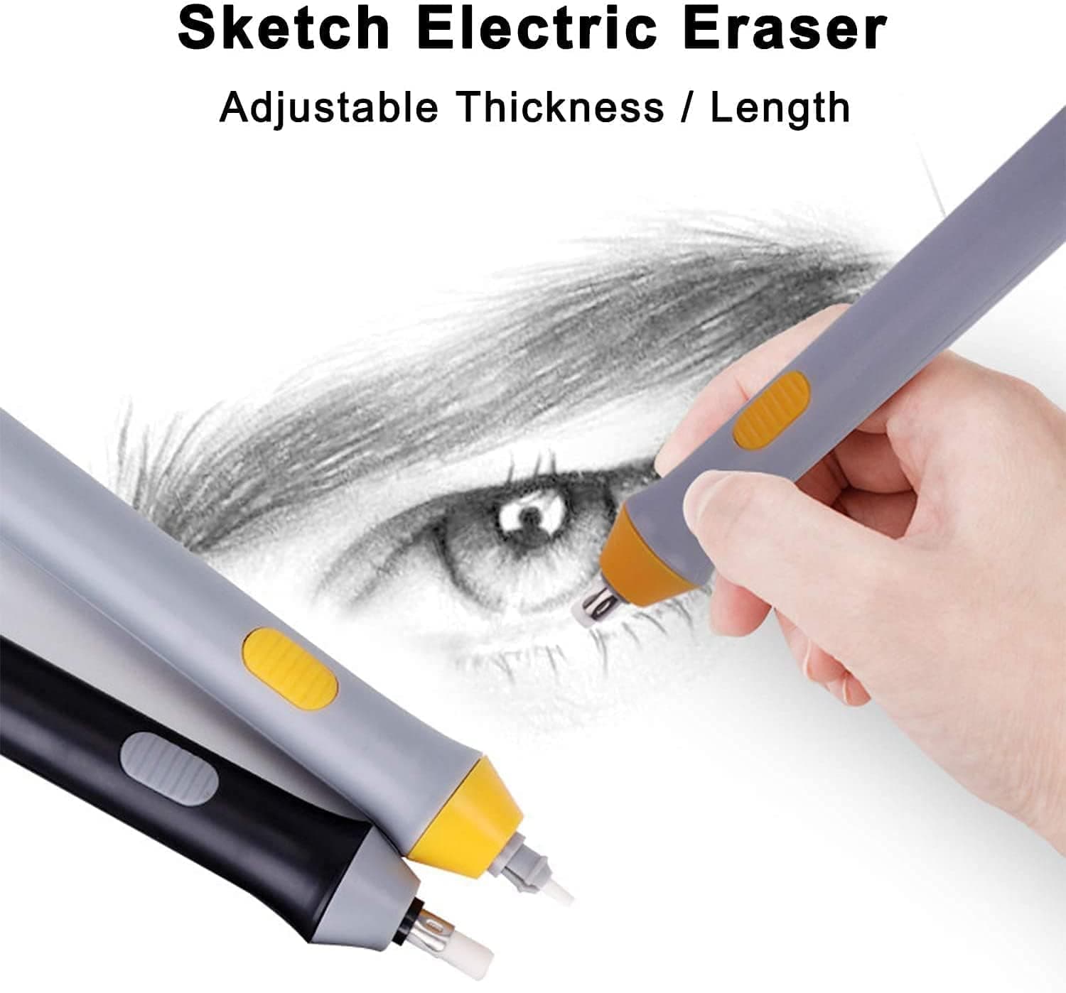 ART RANGER Electric Eraser, Automatic Operated Eraser, with 22 Refills and 2 Eraser Holders for Sketching, Drawing, Portrait Shading (Batteries not Included)
