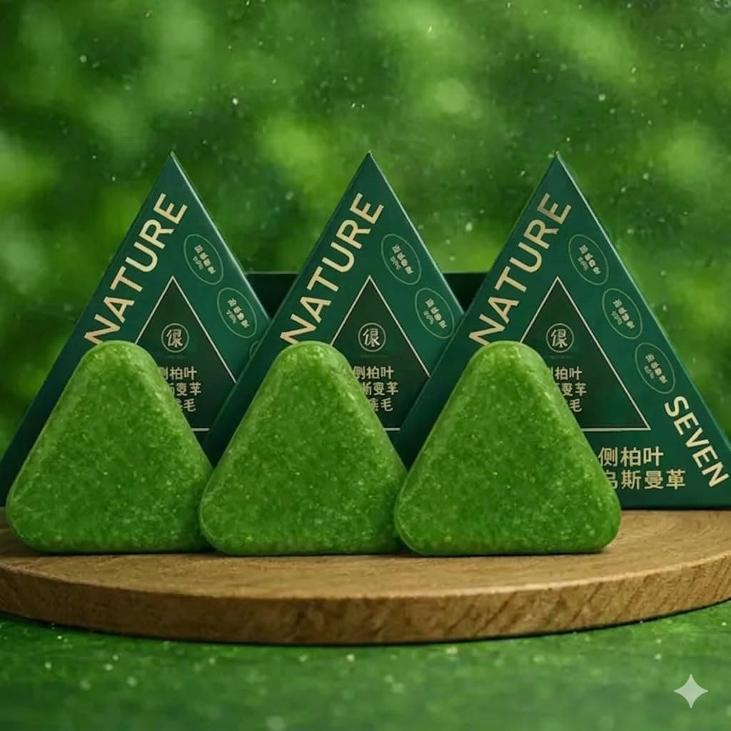 Nature Seven Green Soap Bar, Triangle Shape, 3 Pack Combo