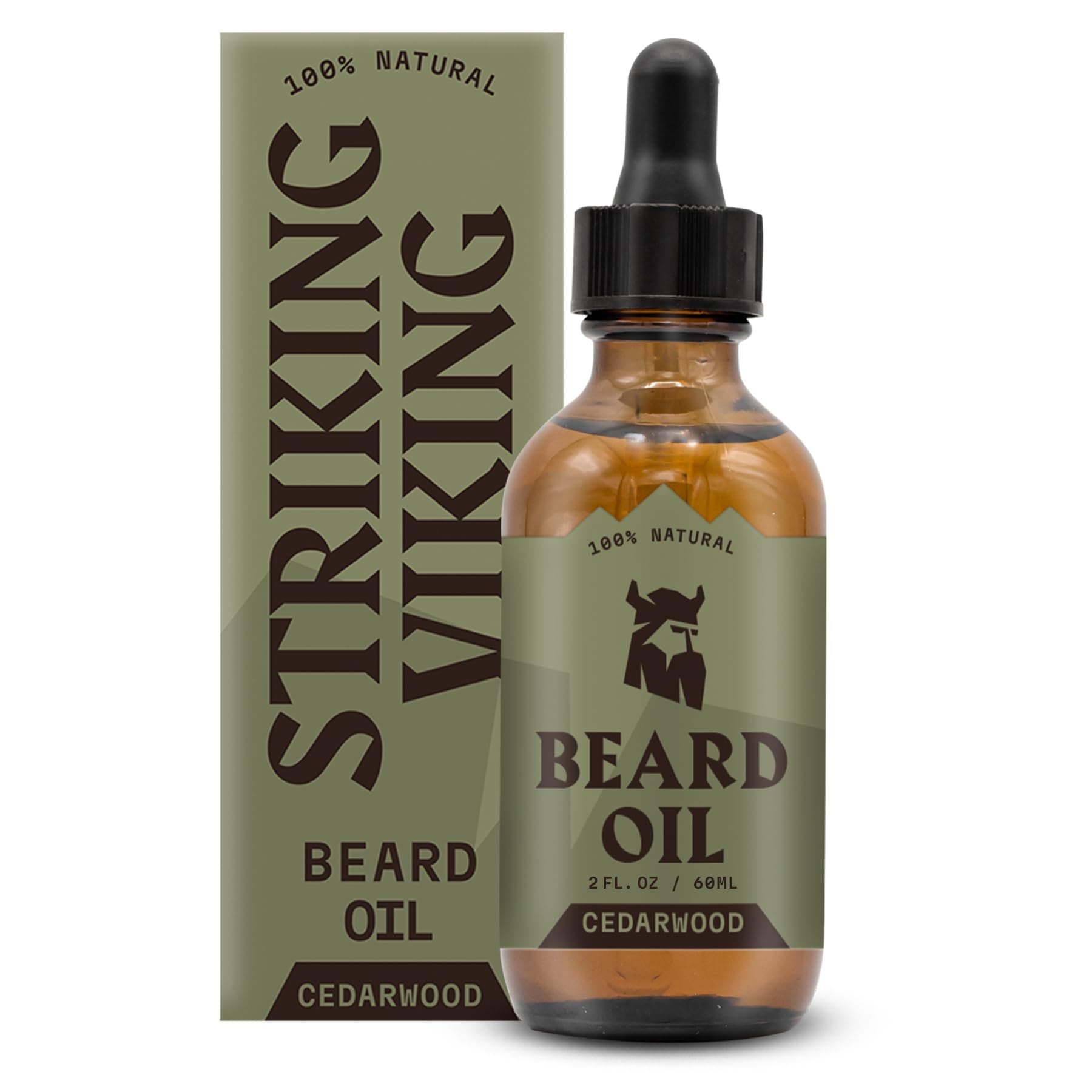 Striking Viking Beard Oil Conditioner Cedarwood Scent - Natural Organic Formula with Tea Tree, Argan and Jojoba Beard Oils - Softens, Smooths, and Strengthens Beard Growth