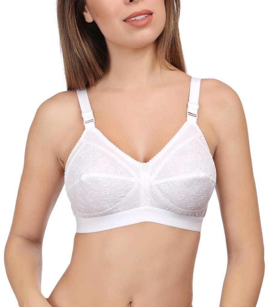Eve's Beauty Women's Full Cup Non Padded Non Wired Bra (Pack of 2)(Alisha_D_white_42_002)