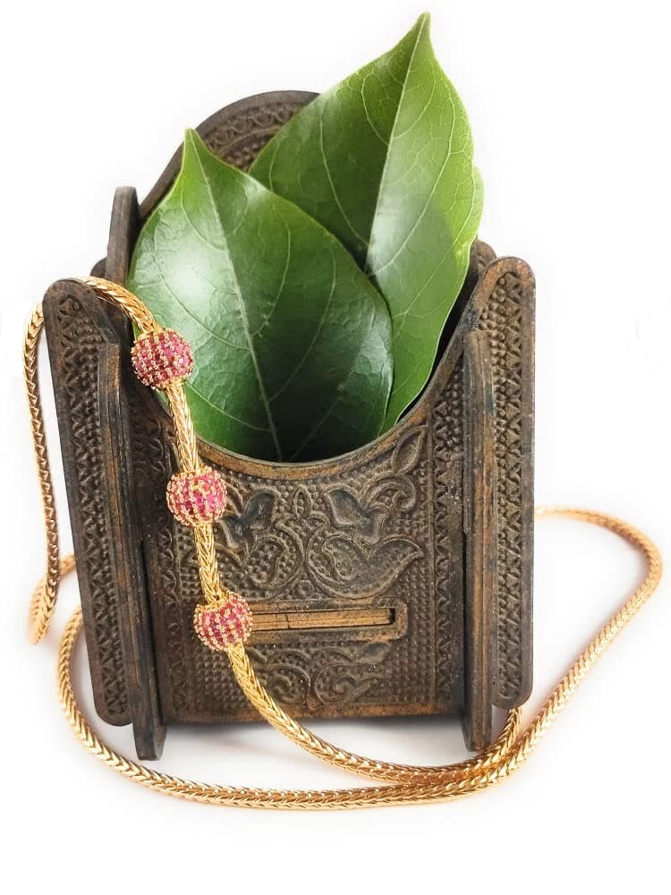 CUTE GOLD One Gram Micro Gold Plated Traditional Designer American Diamond Stone Mugappu Chain for Women & Girls