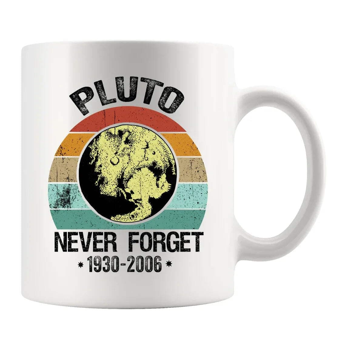 Panvola Never Forget Pluto Science Gifts Retro Astronomy Science Teacher Lover Vintage Space Enthusiast Solar System Novelty Drinkware Ceramic Mug 11 oz White