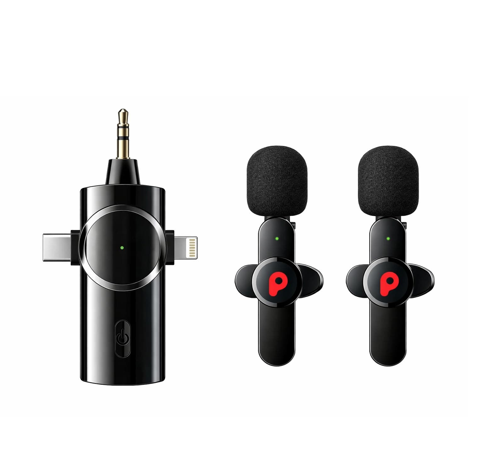 Primate K33 3-in-1 Wireless Lavalier Microphone for Youtubers, Vloggers & Creators | Compatible with iPhone, Android, DSLR, iPad & Type-C Devices | Noise Reduction Mic, 50M Transmission Range