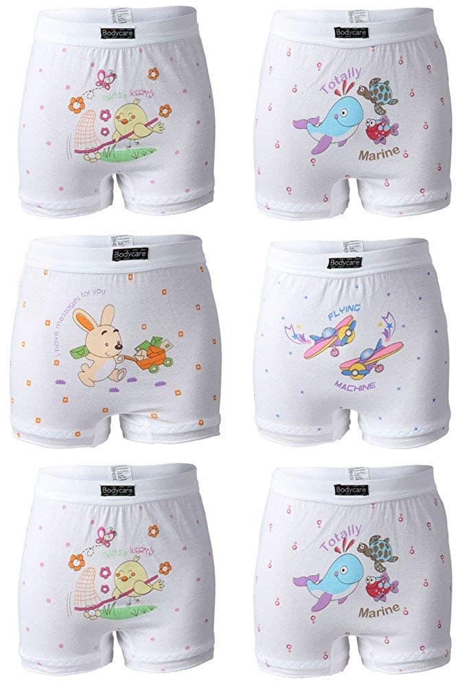 BODYCARE Girls Cotton Bloomers Multicolor Soft Comfortable | Skin Friendly | Innerwear | (Pack of 6) (Color & Print May Vary) 3-4 Y