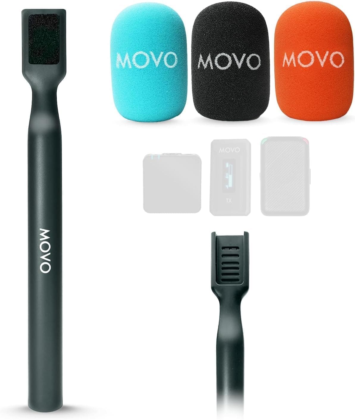 Movo WMX-HM Handheld Wireless Microphone Adapter for Mini and WMX-2 Systems - Compatible With DJI Mic, Rode GO, Hollyland Lark, and More - Handheld Mic Mount