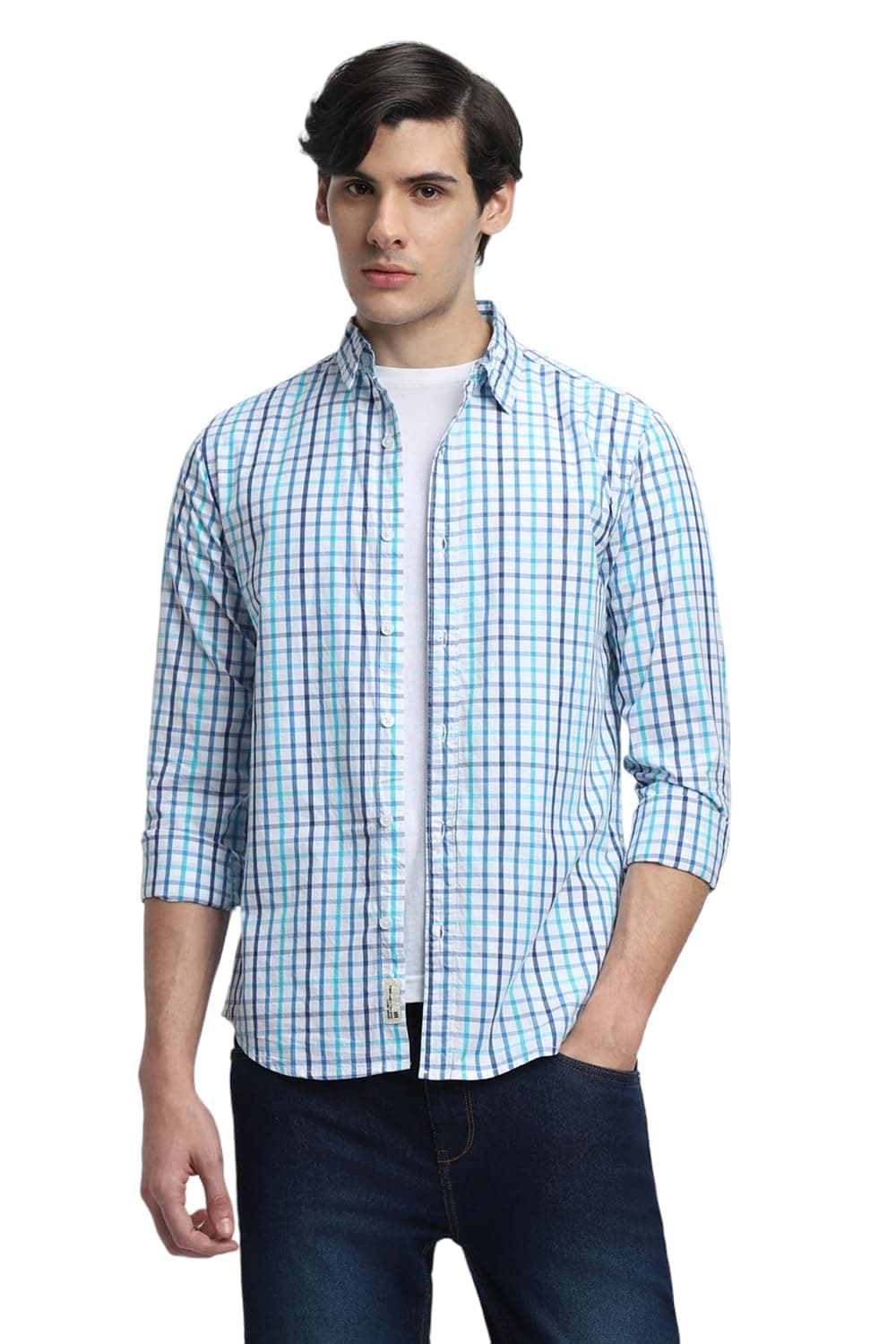 Dennis Lingo Men's Cotton Checke Slim Fit Shirt