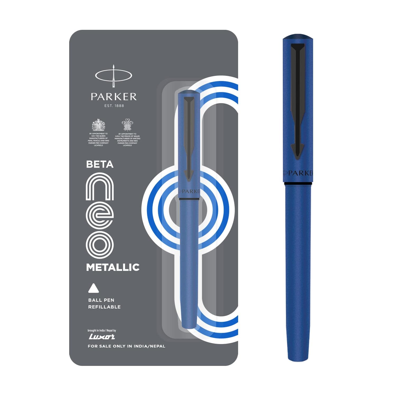 Parker Beta Neo Metalic Blue | Ball Pen | Blue Ink | Perfect for Students and Working Professionals