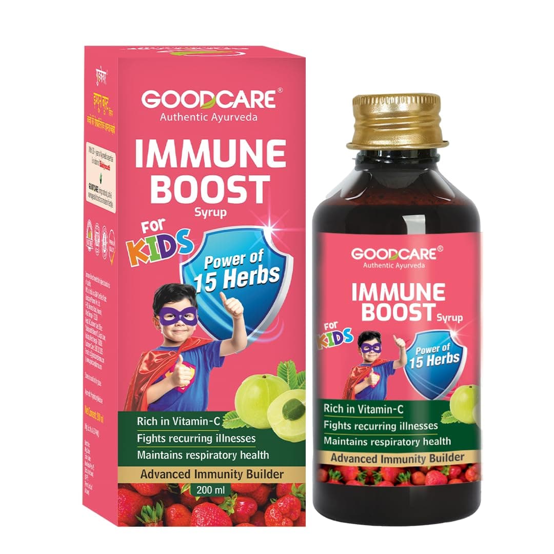 Goodcare Immune Boost Syrup for Kids 200ml by Baidyanath | Ayurvedic Tonic with 15 Herbs | Boosts Immunity, Strength & Growth | Supports Respiratory Health