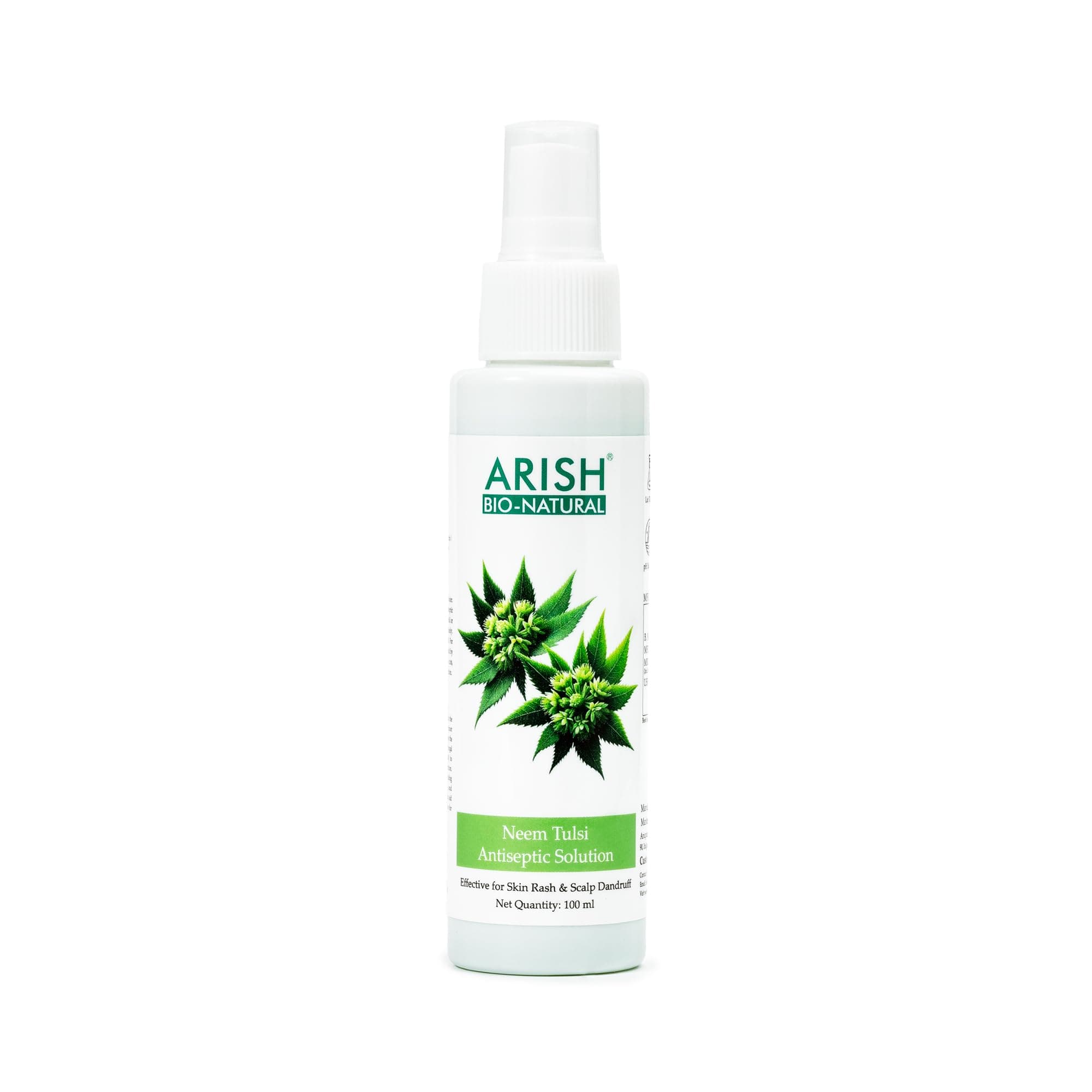 Arish Bio-Natural Neem Tulsi Antiseptic Solution, 100Ml