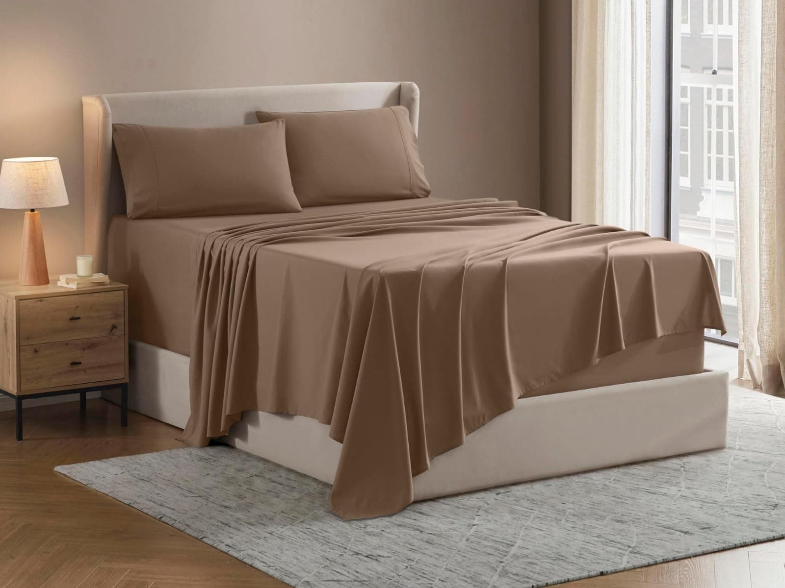 COSYHUGS Super King Size & King Size Bedsheet Set, 300 TC, 100% Cotton, Soft & Breathable, All-Season Use, Easy Care, Includes 2 Quilted or Plain Pillowcases, 3 Piece Set