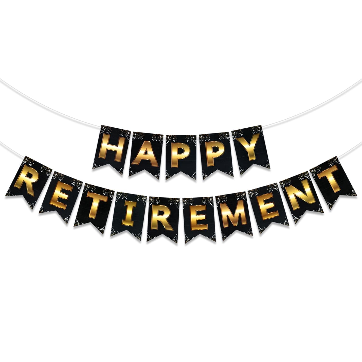 Rozi Decoration Happy Retirement Banner – 1 Set Black Party Decor