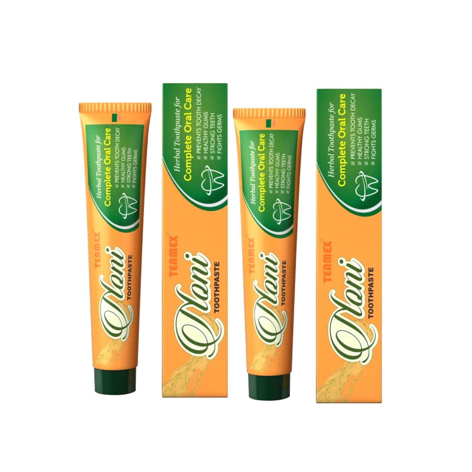 Teamex Noni Toothpaste With Aloe Vera, A Complete Ayurvedic Oral Care, Pure Herbal, Natural, No Chemicals - Protect Enamels, Strengthens Gums, Reduce Plaque, Pack of 2, 75g each
