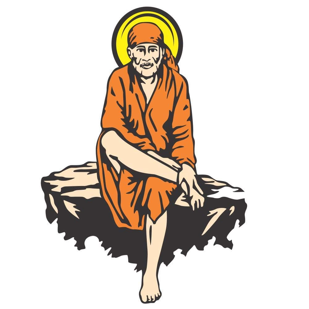 Wallstick ' Sai Baba of Shirdi ' Wall Sticker (Vinyl, 80 cm x 80 cm, Multicolor) 57-WL-0047