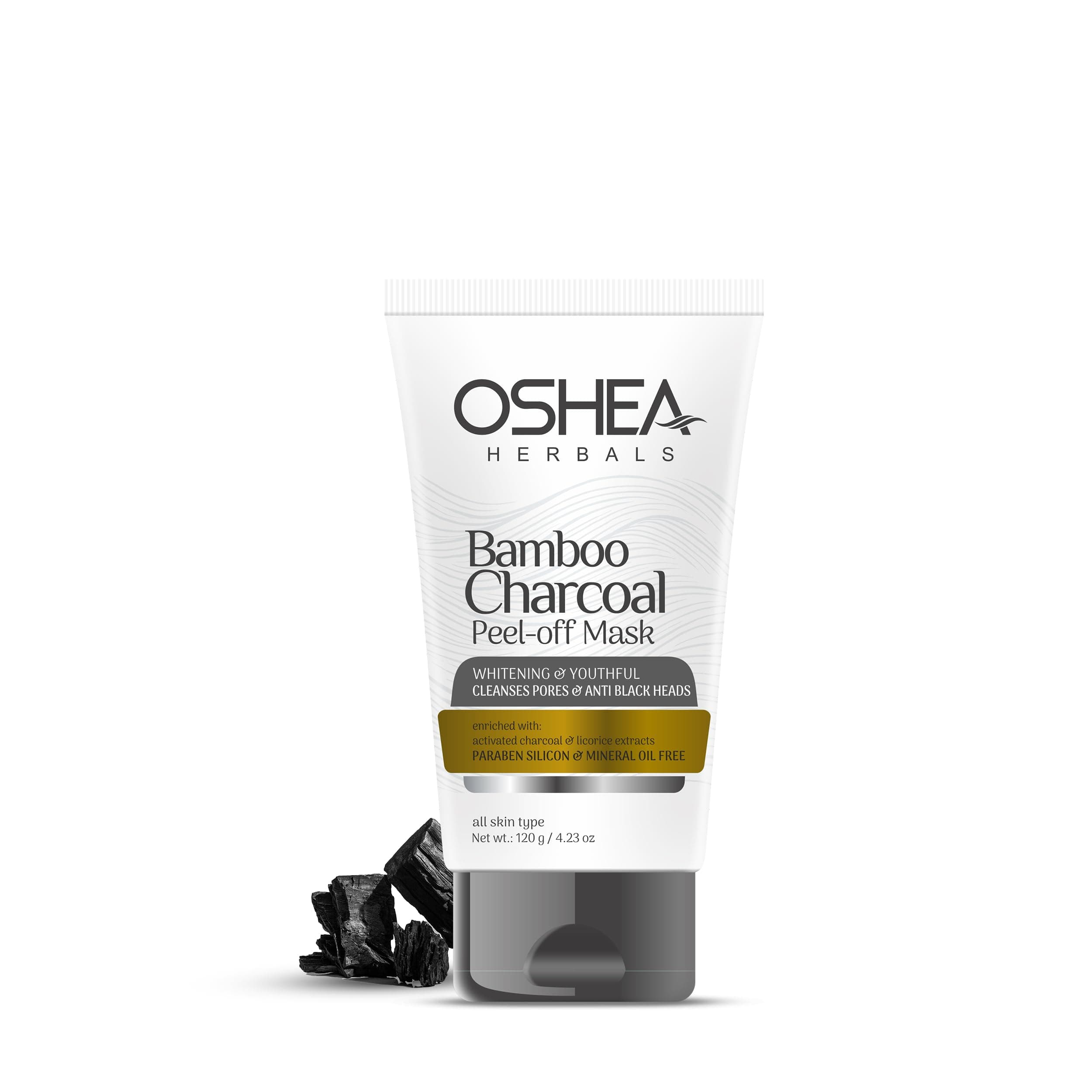 Oshea Herbals Bamboo Charcoal Peel Off Mask For All Skin Types Anti Blackhead & Pore Minimizer, Enriched with Activated Charcoal Licorice Extracts Free from Paraben, Silicone & Mineral Oil