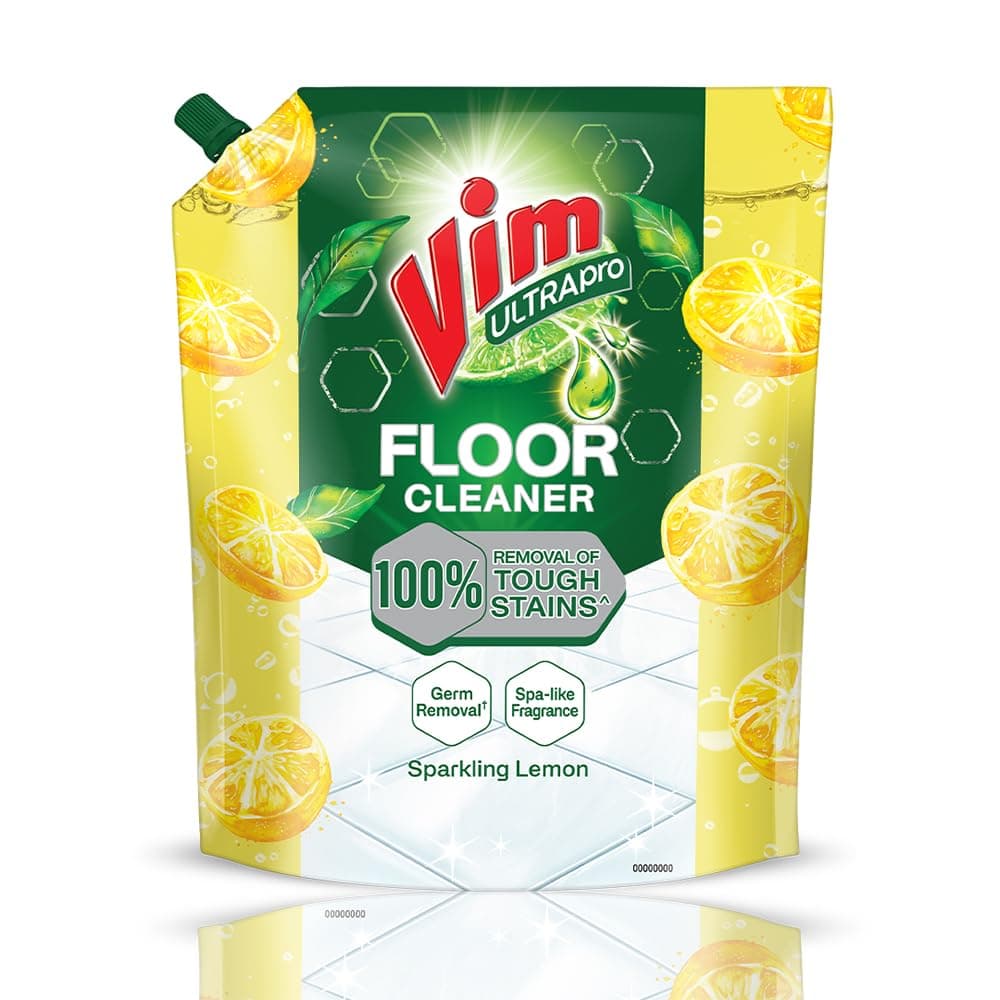 Vim Floor Cleaner: 1.8L | Sparkling Lemon | 100% Removal of stains for complete clean floors & long lasting fragrance