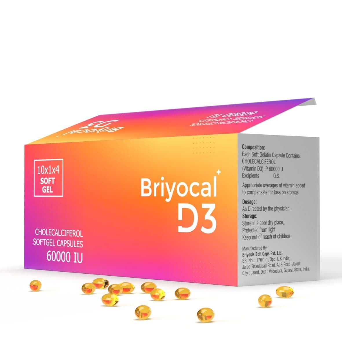 Briyosis Briyocal D3 - Vitamin D3 Capsule 60K (For Once A Week Use) Optimizing Vitamin D Levels Is Essential For Enhancing Overall Health And Well-Being