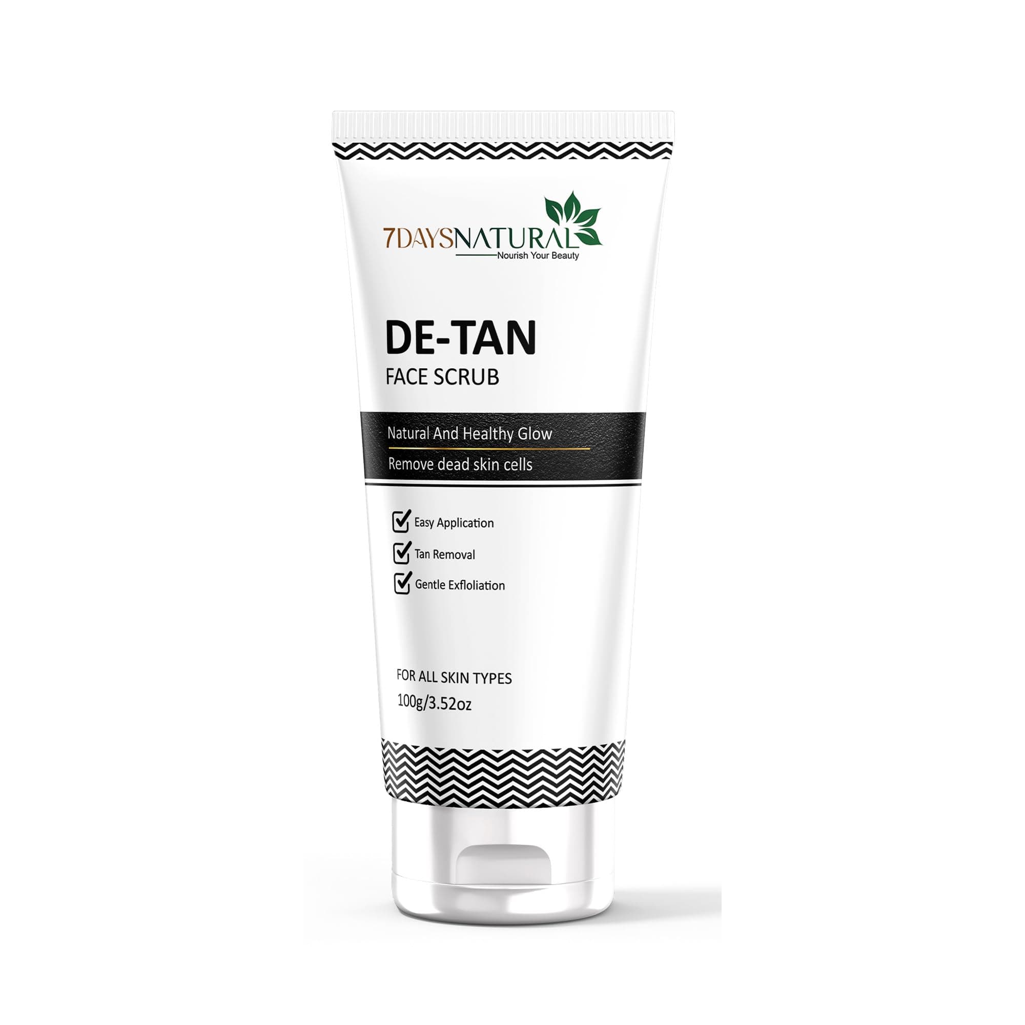 7DAYSNATURAL De-Tan Scrub For Face & Body (100gm) | Revitalizing Tan Removal Scrub | Cleanser For Deep Exfoliation | Dead Skin Remover | Skin Brightening Lightening