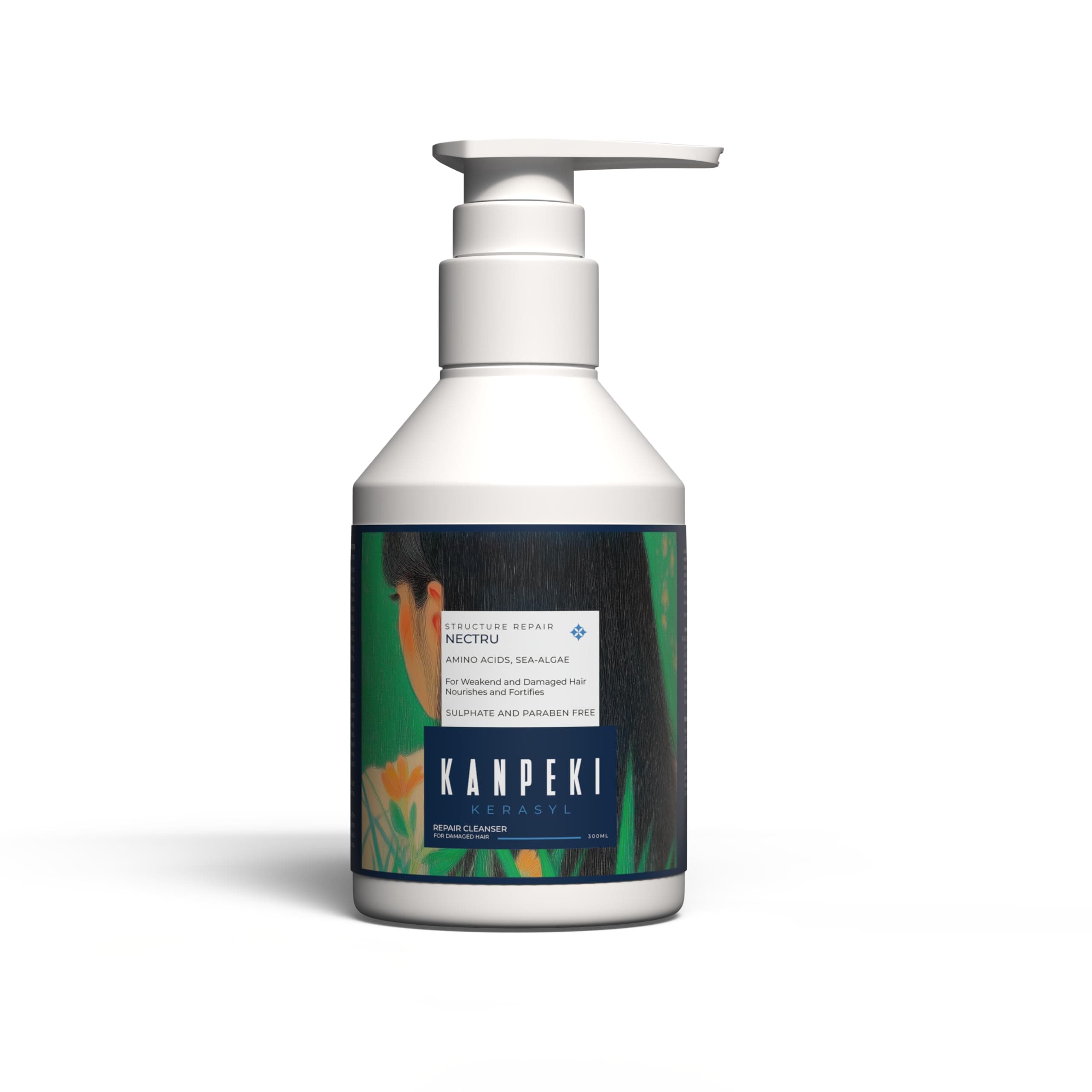 Kanpeki Kerasyl Structure Repair Shampoo For Weak and Damaged Hair | Repairs & Nourishes Damaged Hair, Restores Hair Structure, Strengthens Hair Shaft | Contains Sea Algae, Pea Proteins & Keratin | Nectru - 300gm