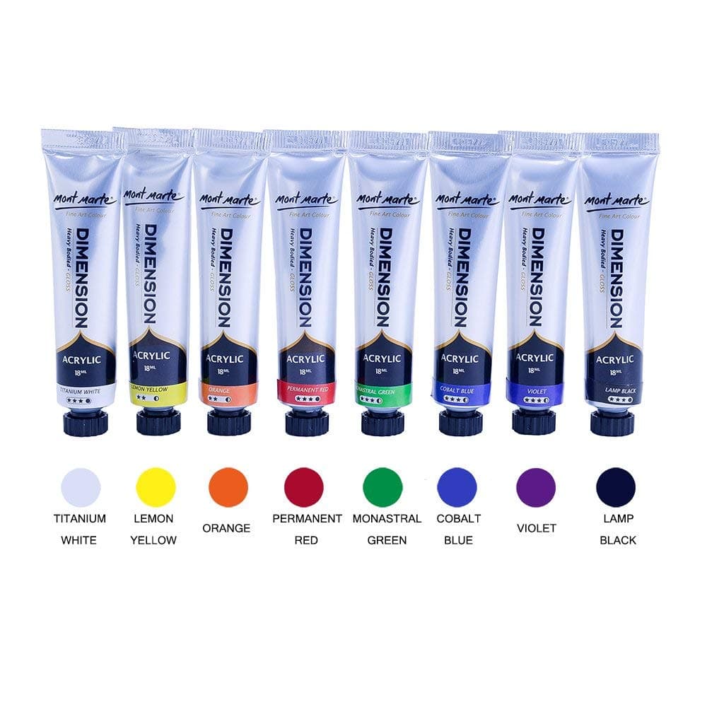 Mont Marte Dimension Acrylic Intro Set - 18ml, 8 Pieces (Multicolor)