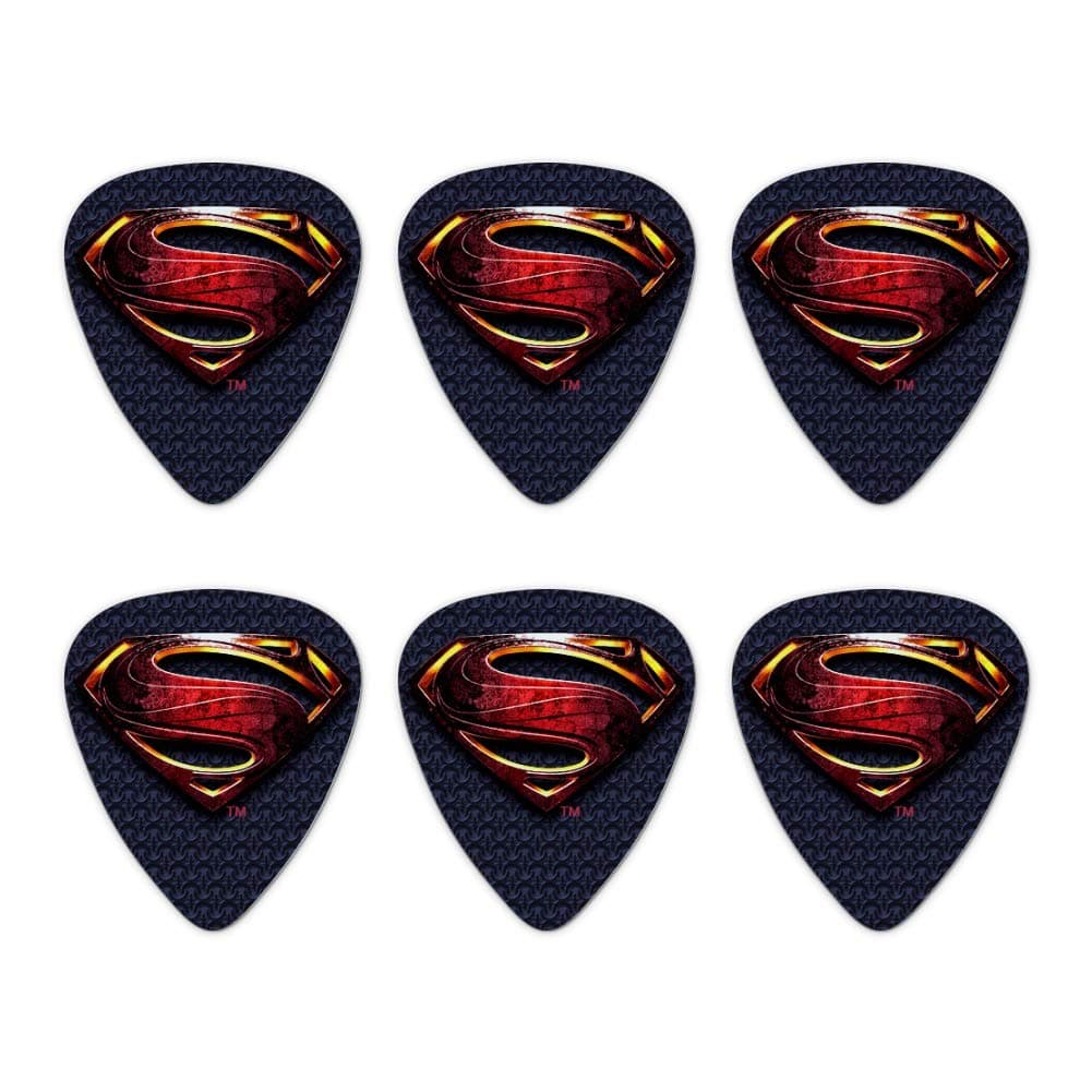 Justice League Movie Superman Logo Novelty Guitar Picks Medium Gauge - Set of 6