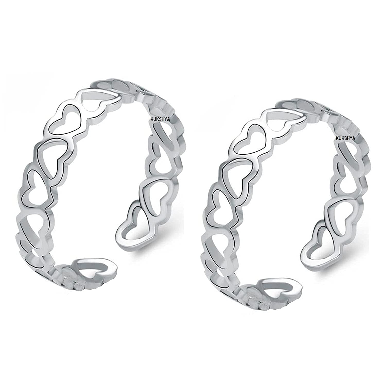 KUKSHYA JEWELLERS Exclusive 925 Sterling Silver HEART Toe Ring For Girls and Women (Bichhiya)