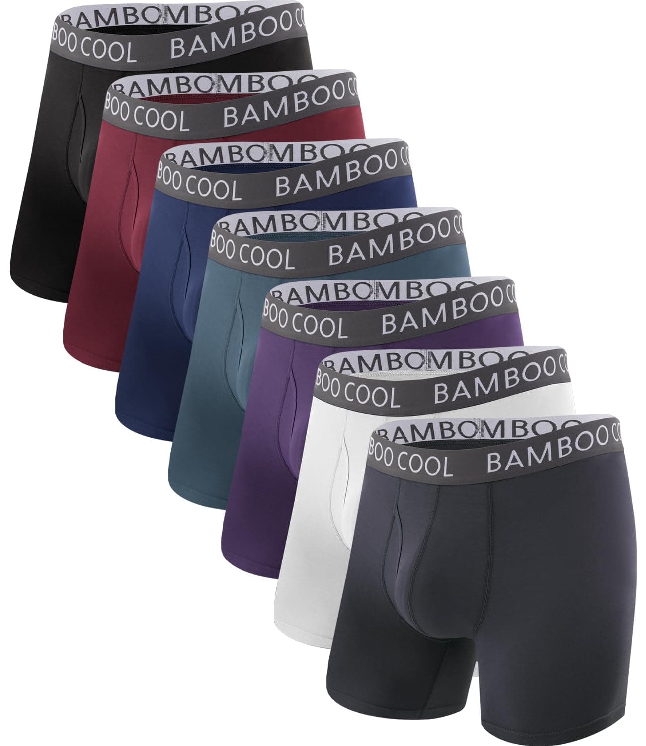 BAMBOO COOL Men’s Underwear Boxer Briefs Soft Comfortable Bamboo Viscose Underwear Boxer Briefs for Men, Week Underwear B (7-pack), Large