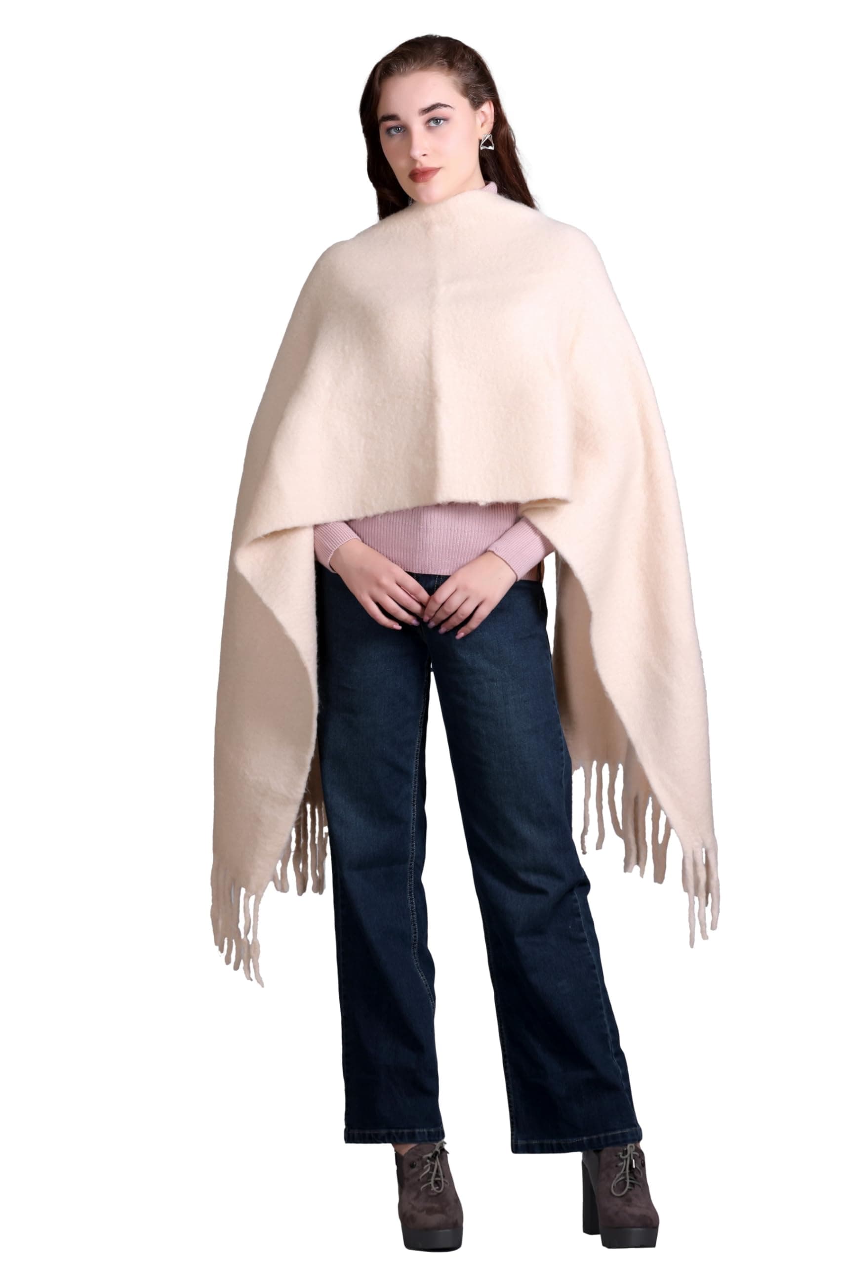 513 Women Acrylic Fine Soft Solid Tasselled Border Stole, Shawl, Scarf, Wrap