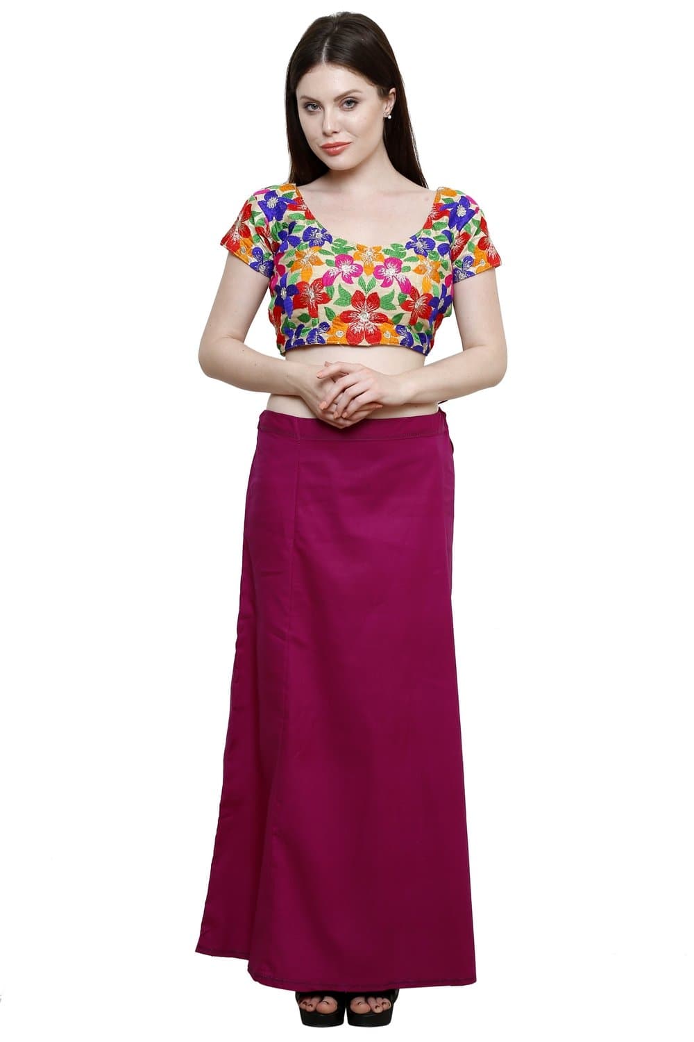 Pistaa's Women's Cotton Magenta Colour Inskirt Saree Petticoats