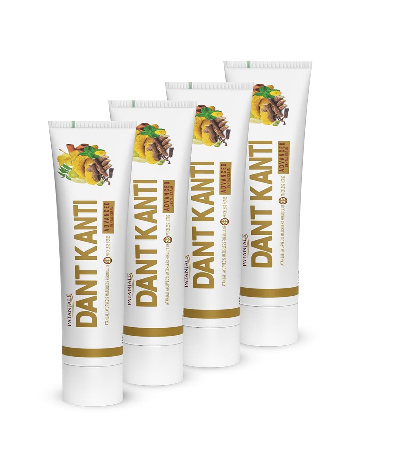 Patanjali Dant Kanti Dental Care Advance Toothpaste 400g (100gx4), Helps in Reduction in Bad Breath, Cavity Free Smile, Freshness with Protection & Healthy Gums Pack of 4