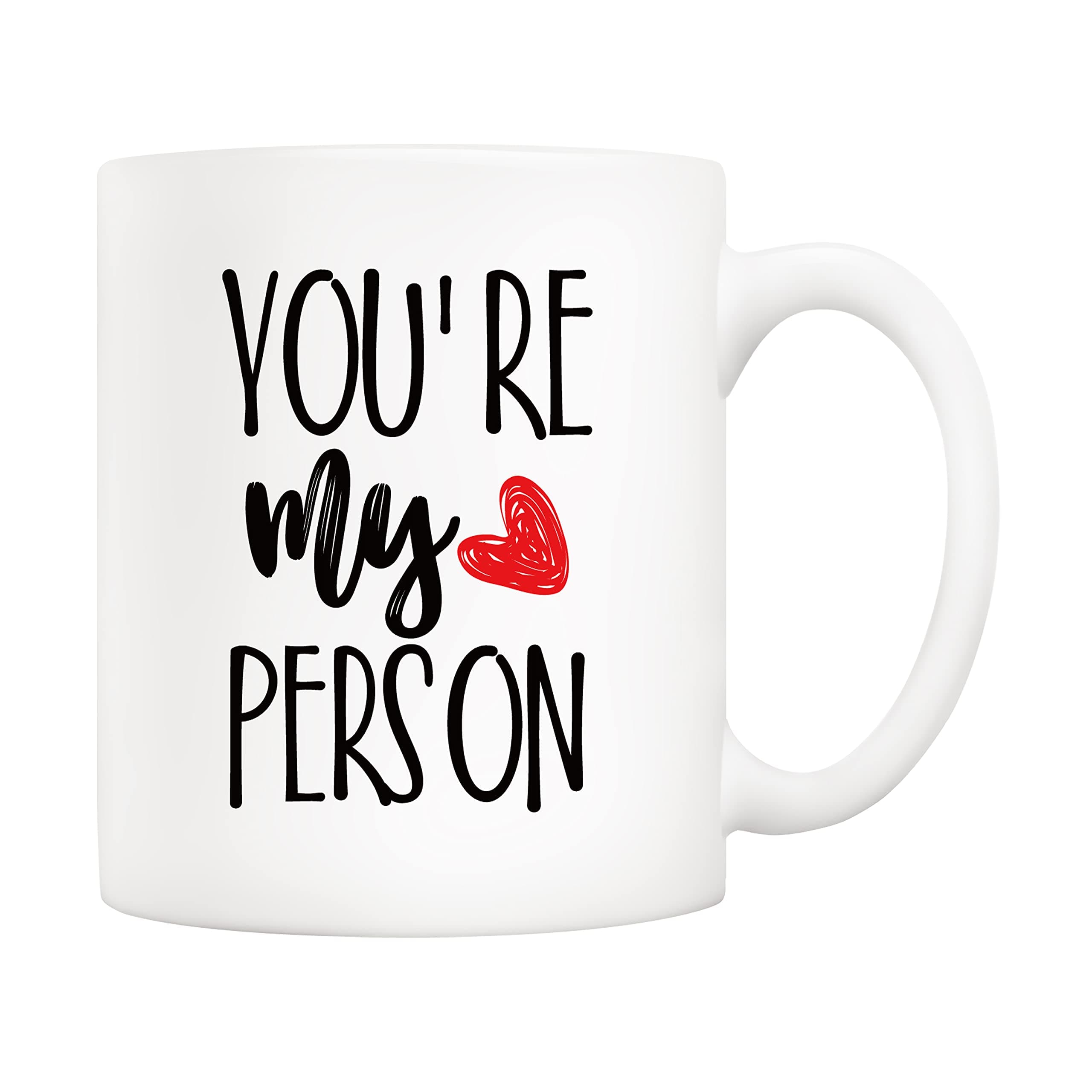 5Aup You're My Person Coffee Mug, Best Cup for Boyfriend, Girlfriend, Her, Him - 11 Oz Funny Inspirational Red Heart Gift for Wife Husband Women Men