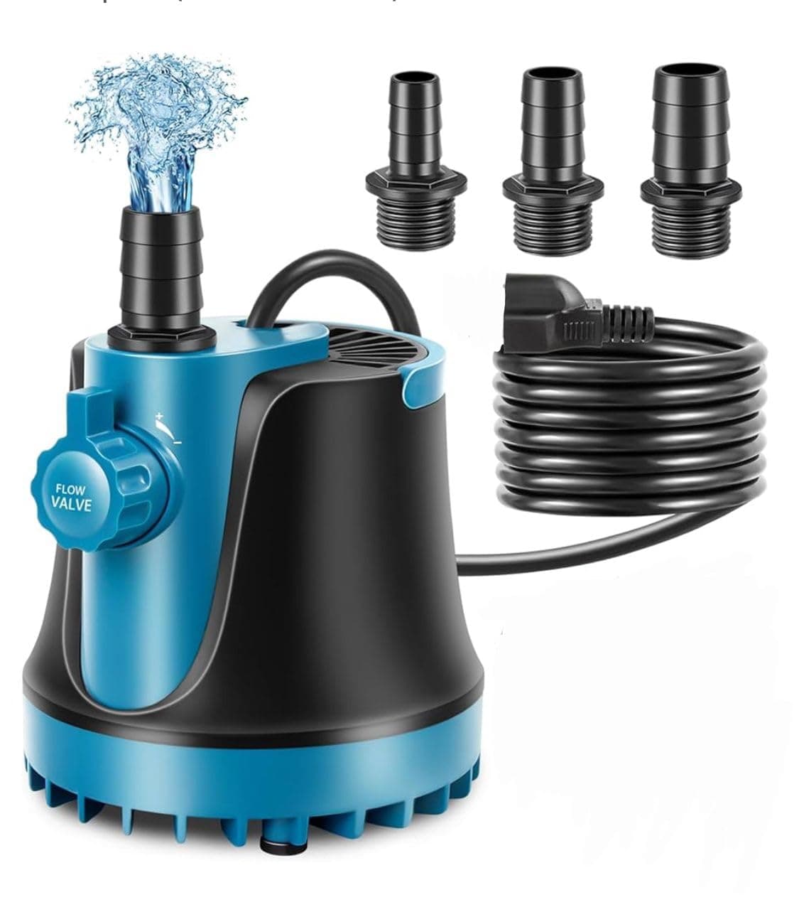 Asian Pumps 220V Submersible Pump with Flow Control, Aquarium Fountain Pump, Ultra Quiet Water Pump for Pool, Fish Tank, Pond, Hydroponics, Ultra-low Water Level with High Lift 12Ft (3000L/hr) 120W