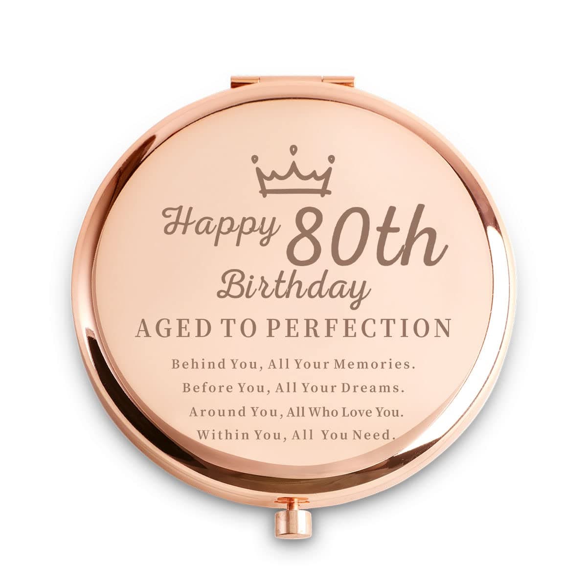 Daricano 80th Birthday Gifts for Women - Personalized 80 Year Old Birthday Gift Ideas for Wife, Mom, Sister, Aunt, Grandma, Nana, Best Friends, BFF, Coworkers - Engraved Compact Mirror