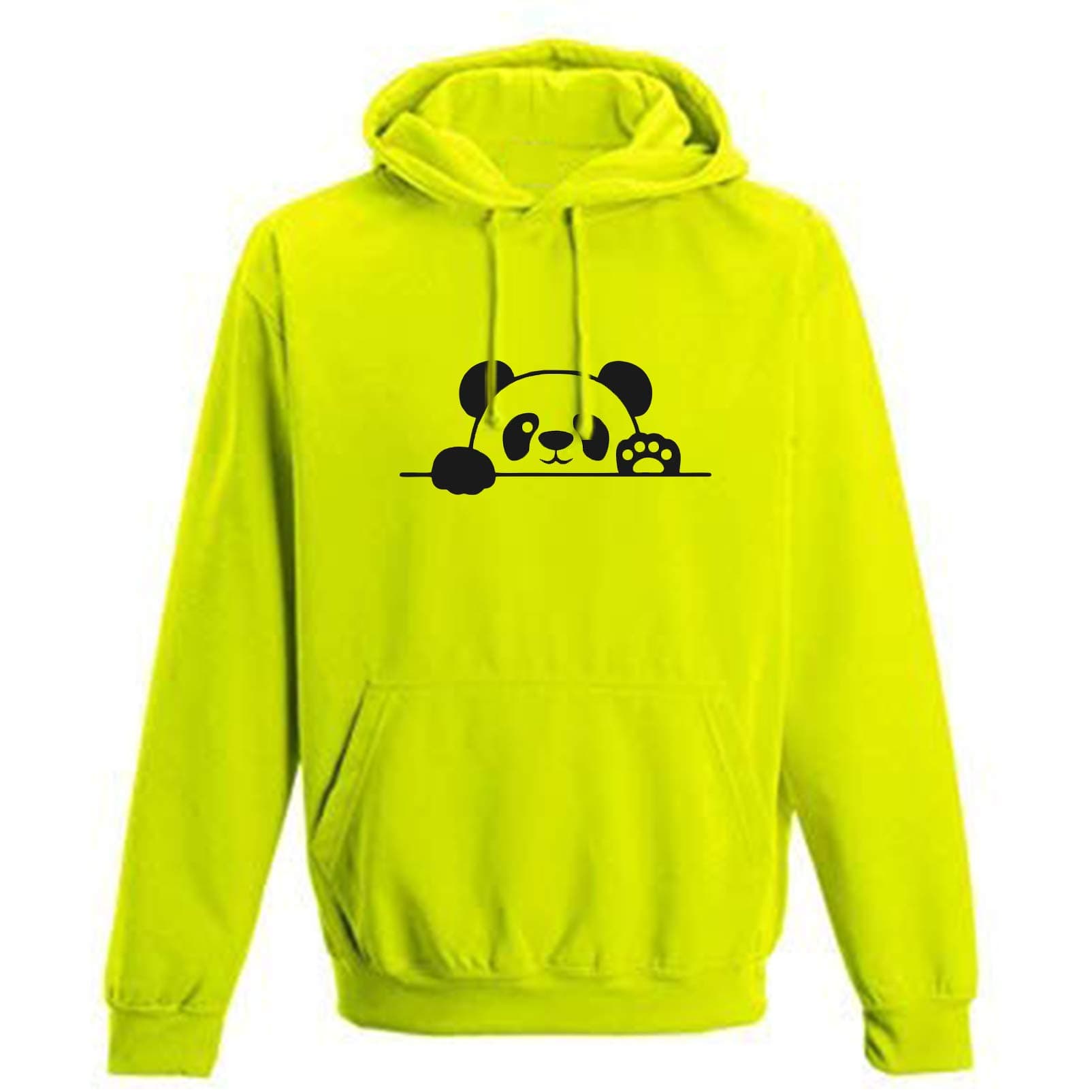 More & More Regular Fit Panda Printed Cotton Hoodie (Neon, 14-15 Years)