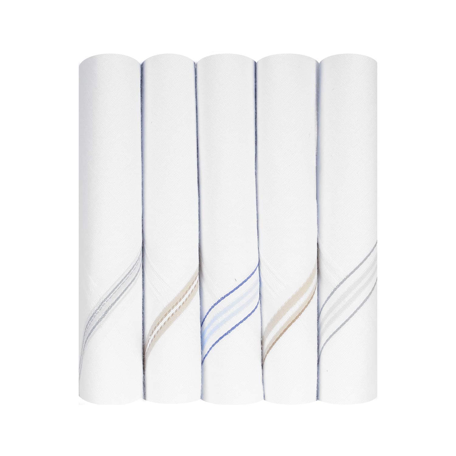 Caruso Italy Men's Premium 100% Pure Cotton Handkerchief White Base Colored Border