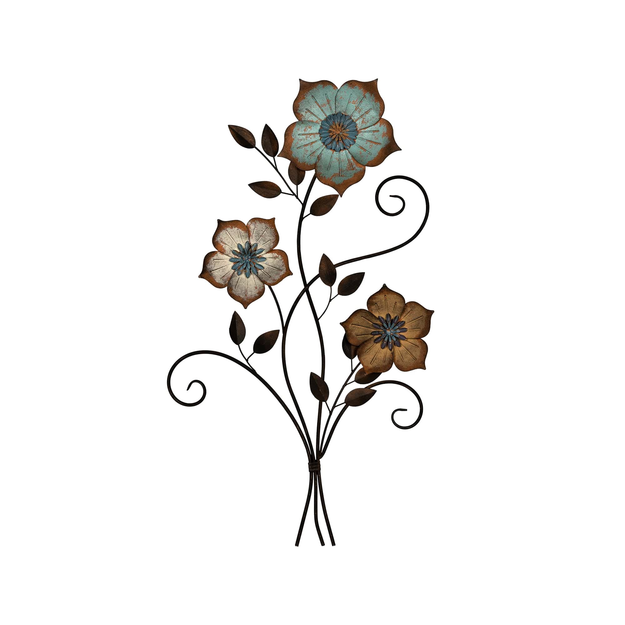 Stratton Home Decor S02369 Tricolor Flower Wall Decor, 19.25 W x 1.50 D x 30.00 H, Multi