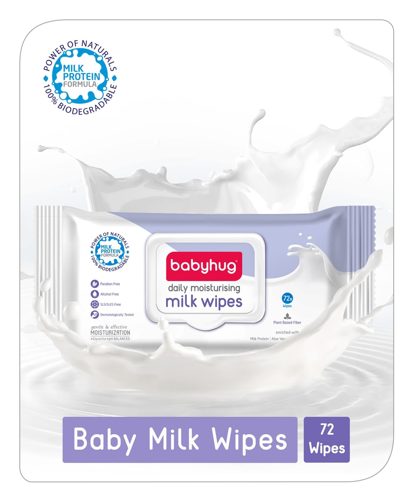 babyhug Daily Moisturising Baby Milk Wipes-72 Wipes (Pack Of 2)
