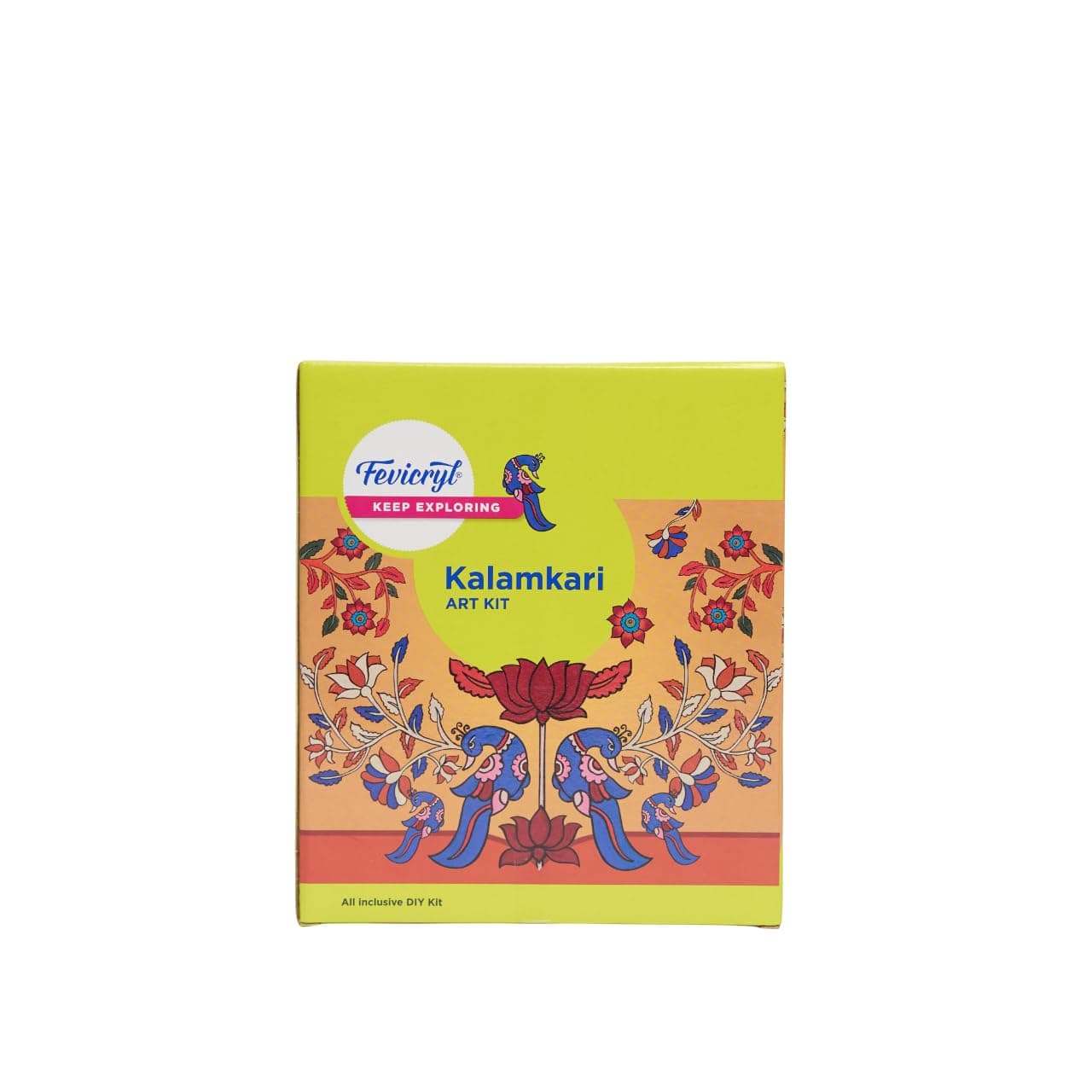 Fevicryl Kalamkari Mini Art Kit | All-Inclusive DIY Kit with Wooden Coasters, Acrylic Colours, Brush l Paint Your Own Coasters | for Artists, Students, Hobbyists & Gifting | Ideal for Age 14 +